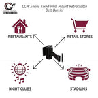 Crowd Control Warehouse - CCW Series WMB-120 Fixed Wall Mount Retractable Belt Barrier - 11 Foot, Yellow Belt with Black Steel Case