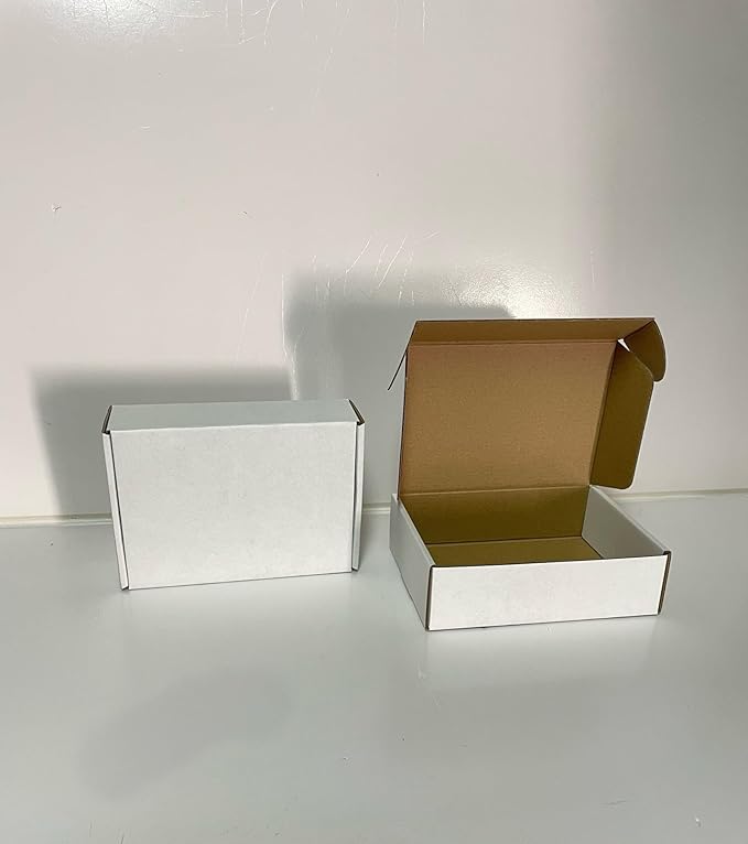 7x5x2 Shipping Boxes Set of 50, White Small Corrugated Cardboard Box, Mailer Box