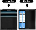 Huolewa File Organizer Boxes with Lids, Collapsible Linen Hanging Filing & Storage Boxes with Plastic Slide for Office/Decor/Home, Filling System for File/Folders/Document Storage -2 Pack