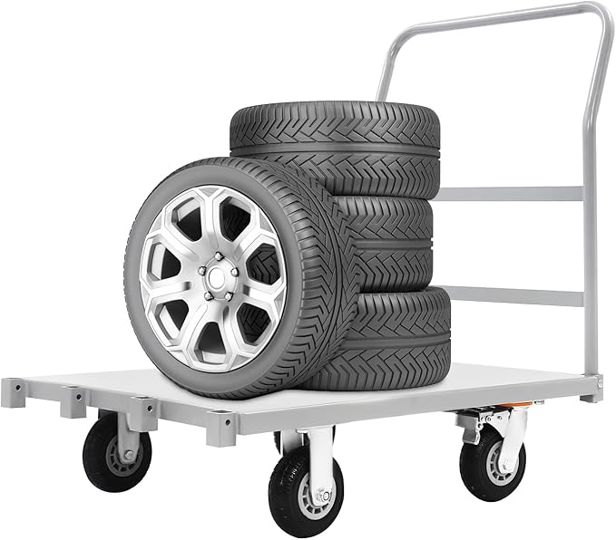 36"x24" Heavy Duty Platform Truck Cart, 2000lbs Capacity Steel Flatbed Cart with Front Handle & Side Hanldes, Industrial Grade Steel Hand Push Dolly Cart for Garden, Warehouse＆Yard