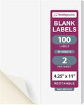 NextDayLabels – 4-1/4" x 11" Rectangular Sticker Labels for Printer - White Laser/Inkjet Printer Labels Return Address Labels Shipping Label Stickers (50 Sheets, 2 Per Sheet, 100 Labels)