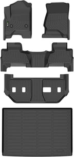 Floor Mats & Cargo Liner Custom for 2015-2020 Chevy Suburban/GMC Yukon XL (with 2nd Row Bench Seat) All Weather Protection TPE Floor Liners 1st& 2nd& 3rd Row Full Set Accessories-Black