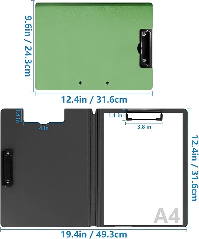 10 Pack Foldable Clipboards, A4 Clipboard Folder, Office Clipboard Folder with Double Clips Metal Clip, Storage Clipboards for Office, School or Medical Field(5 Colors)