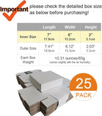 7x6x2'' Small Shipping Boxes 25 Pack, Corrugated Cardboard Mailers for Small Business, White (CM762-25)