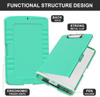 Plastic Clipboard with Storage, 8.5 x 11 Storage Organization Box Side-Opening, Heavy Duty Clip Board with Pen Holder and Paper Folder for Nurses, Teachers, Office & School Supply, Green