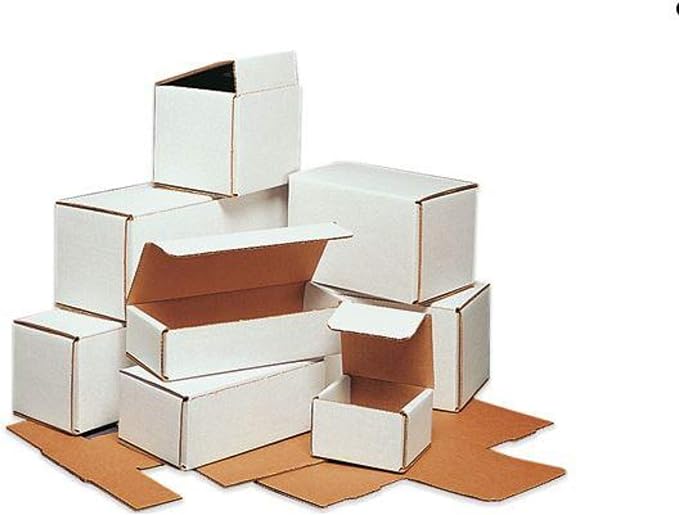 Secure Seal Shipping Boxes - 6x3x3" Mailers - White Foldable Corrugated Cardboard Packaging for Mailing, Moving, Storage, and Organizing - Strong Lightweight Foldable (Bulk 100 Pack)