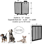ZJSF Freestanding Indoor Dog Gate for House Foldable Wood Puppy Gate for Doorways Pet Gate for Stairs Extra Wide Pet Fence, Black, 32" Height 2 Panels