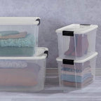 Sterilite 24-Pack Ultra Latching Box, Storage Bins with Lids, Clear Plastic, 30 Quart - Heavy-Duty Organizing Containers for Closet, Bathroom, and Office