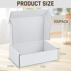 100-Pcs White Small Shipping Boxes - 3 Layer Bulk Corrugated Cardboard Packaging Boxes for Small Business, Ecommerce Mailers, Jewelry Gifts(5.91 x 3.94 x 1.57 Inches)