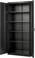 VEVOR Metal Storage Cabinet, Steel Garage Cabinet with Lockable Magnetic Doors and Adjustable Shelves, 2 Keys, 5-Tiers Tall Tool Cabinet Locker for Home, Office, Pantry, Warehouse, Laundry, Black