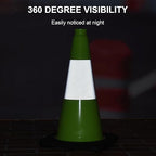 OrangeStar 4-Pack 18" Traffic Cones with Weighted Rubber Base, 6" Reflective Collar, Green Safety Cones for Parking Lot, Road Construction, Warehouse, Highway, Weatherproof PVC