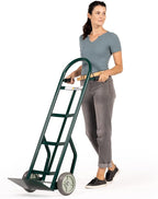 HaulPro Heavy Duty Hand Truck with Double-Grip Handle - Steel Dolly Cart for Moving - 800 Pound Capacity - 8" - Rubber Wheels - 50" H x 18.5" W with 14" x 9.5" Nose Plate - Green