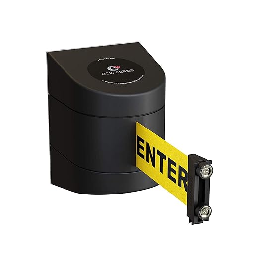 Crowd Control Warehouse - CCW Series WMB-220 Magnetic Wall Mount Retractable Belt Barrier - 15 Foot, Caution Do Not Enter Belt with Black ABS Case, Crowd Control Barriers