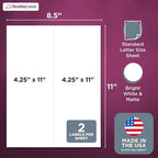NextDayLabels – 4-1/4" x 11" Rectangular Sticker Labels for Printer - White Laser/Inkjet Printer Labels Return Address Labels Shipping Label Stickers (1000 Sheets, 2 Per Sheet, 2000 Labels)