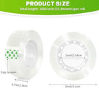 15 Rolls Transparent Tape Refills, Clear Tape, Gift Wrap Tape 3/4 Inch x 1000 Inch, Clear Tape Refill Rolls for Gift Wrapping, Home, School Office Supplies
