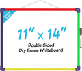 MaxGear Colorful Small Dry Erase Board, 14"x11" Double-Sided Hangable with Dry Erase Marker, Portable Whiteboard for Home School Office - Planning Writing Learning Drawing Art Education