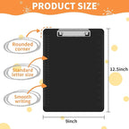 Black Clipboards, PANDRI 6 Pack Plastic Black Clipboards with Low Profile Clip 12.5 x 9 Standard Letter Size Clipboard for classrooms Office
