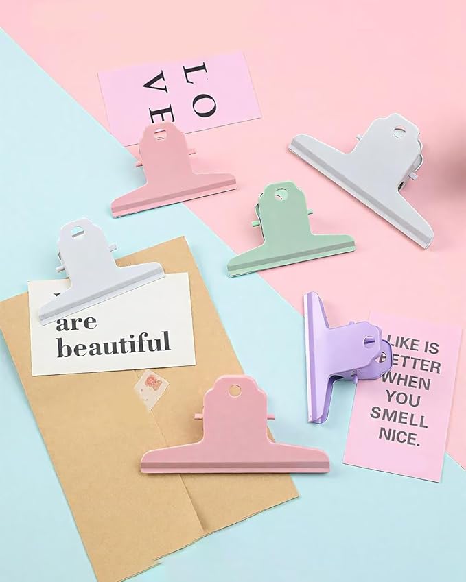 2PCS Extra Large Binder Clips Metal Bulldog Clips Large Paper Clamps Holder Chip Clips for Home School Office Drawing Bag White 3inch