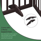 Brown Freestanding Foldable Pet Gate - 2 Panels, Metal Support Feet, Room Divider for Doorways & Bedroom