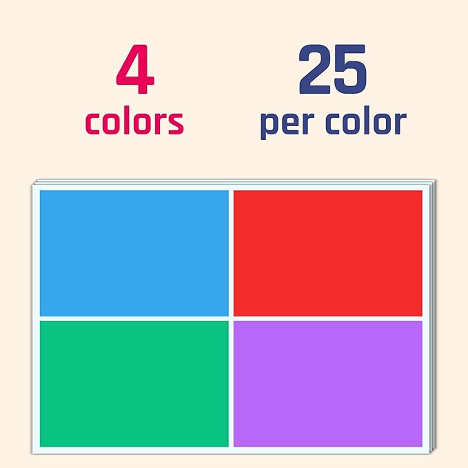 100 Pieces - Large Moving Stickers for Boxes, Colored Box Packing Labels Color Coded - 6 x 4 inches, 4 Assorted Colors