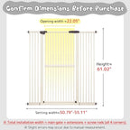 Lumizone Extra Tall Cat Gate 61.02" High Pressure Mounted Extra Wide 50.79"-55.11" (17Sizes) 1.37" Gap No Drilling Auto-Close Tall Pet Gate for Dogs (Cream, 50.79"-55.11" W)