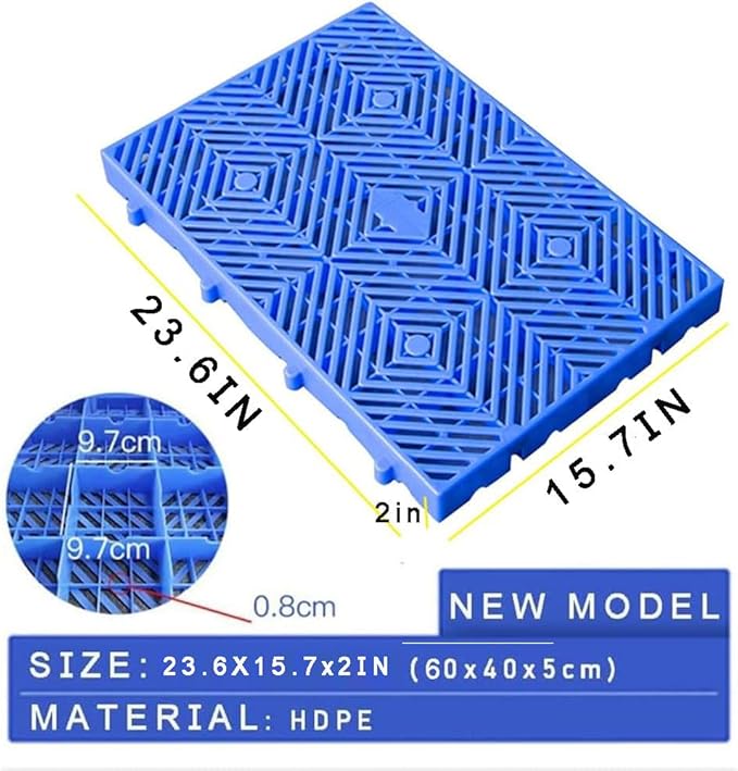 Plastic Pallet, 23.6x15.7x2IN Waterproof Storage Grid Pad, Lightweight Nestable Floor Pallets, 2pcs HDPE Breathable Grids Article Racks for Garage Supermarket Basement
