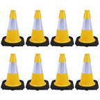 8 Pack 12 Inch Yellow Traffic Cones with Black Base, Multipurpose Road Safety Markers for Driveway, Parking Lots, Pet Training, Kids Games (8, Yellow, 12 Inch)