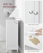 VASAGLE Floor Storage Cabinet, Freestanding Storage Unit with 2 Adjustable Shelves, for Bathroom Living Room Dining Kitchen, 11.8 x 23.6 x 31.5 Inches, White UBCB60W