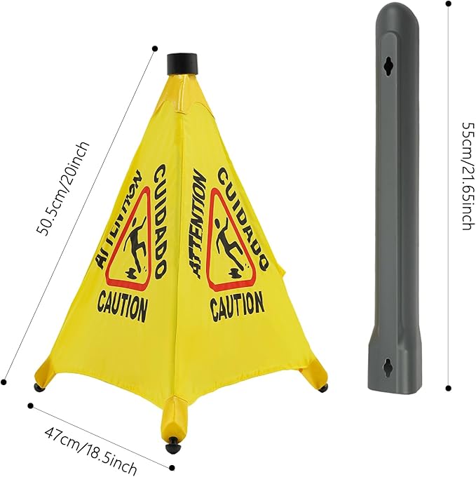 Caution Wet Floor Sign, 6 Pcs 20 Inch Pop up Wet Floor Sign with Storage Tube, Foldable Triple-sided Bilingual Safety Warning Signs for Commercial Stores Grocery Restaurant Restroom Office (6, 20 In)