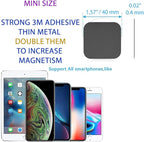 SALEX Phone Metal Stickers for Magnetic Mount - Replacement Set of 16 Car Magnet Square Metal Plates Inside Cell Phone Case. Black Sticky Small Thin Iron Discs with 3M Adhesive Backing for Crafts DIY