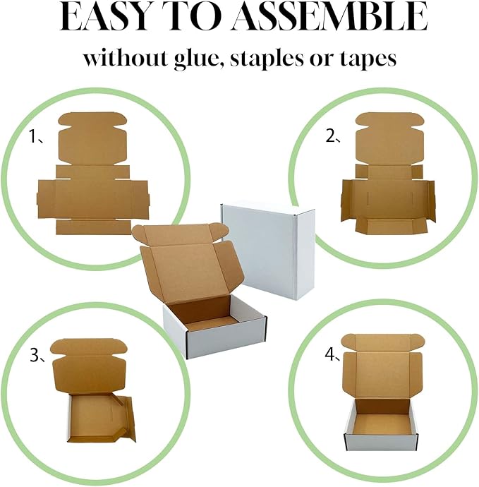 White Shipping Boxes 6x5x2 inch 50 Pack,Corrugated Boxes Mailer Packaging for Mailing Small Business，E-Commerce Gift Boxes for Wrapping Present Moving Storage Heavy Duty Recycled Cardboard Boxes