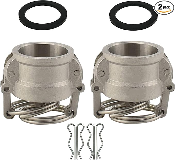 2PCS Cam and Groove Fitting, Aluminum, Type DC, 2" Dust Cap, with 2PCS Camlock Gasket Fitting (2")