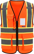 AYKRM 11 color High Vis Reflective Safety Vest for Women Men Security Pocket Zipper