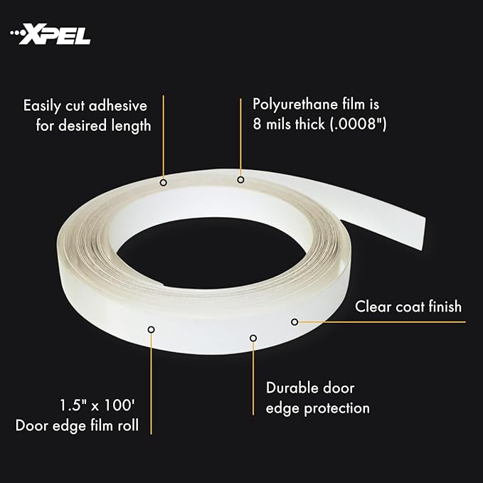 XPEL Door Edge Guard Protection Film Roll, 3/8" x 12' - Car or Truck Doors, Protective Barrier Against Minor Scratches, Paint Chips, Door Edge Impact, and Dings - Prevents Damage and Possible Rust
