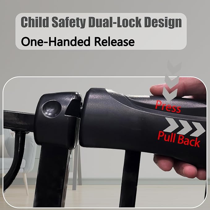 Extra Wide Baby Gates - 71.6-76.4 Inch, Black Metal Pressure Mounted Child & Pet Gates for Stairs & Doorways