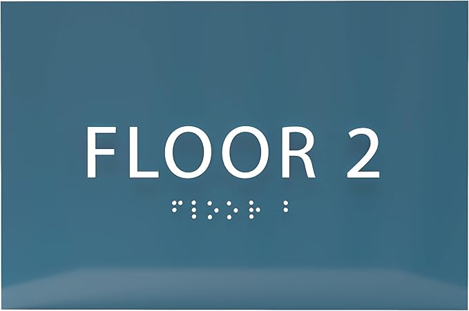 6" X4" Floor 2 Sign - ADA Compliant Tactile Graphics Grade 2 Braille Text | Wall Mount Plastic Directional Assistance, Floor Number Sign for Office, Schools, Hospitals, Apartments