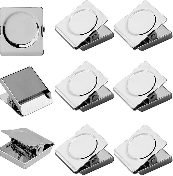 Square Strong Magnetic Clips, 1.8"-9 Pcs, 45 mm, Silver, Refrigerator Magnet Clips, Magnets, Office Supplies, Photo Displays