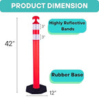 3PACK BESEA Traffic Delineator Cone 42”High Orange Traffic Safety Delineator Cones with Heavy Duty Rubber Base for Construction Site, Road Parking, People Control in Public(3PACK)