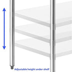 GRIDMANN NSF Stainless Steel Work & Prep Table 36 x 24 Inches with Caster Wheels and Under Shelf for Restaurant, Home, Hotel