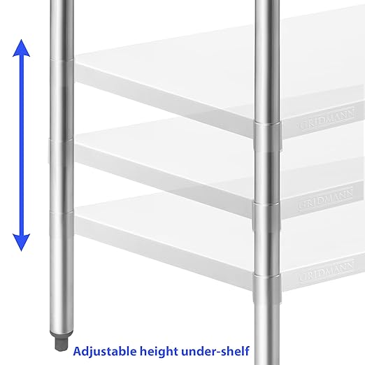 GRIDMANN NSF Stainless Steel Work & Prep Table 48 x 24 Inches with Caster Wheels and Under Shelf for Restaurant, Home, Hotel