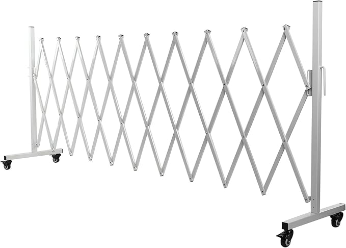 Metal Expandable Barricade Gate, Aluminum Folding Mobile Safety Barrier 130in - Lightweight Durable Design, Adjustable Stability, Ideal for Driveway Security
