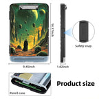 Clipboard with Storage Box & Pen Holder,Heavy Duty Clip Boards 8.5x11 for Nursing,High Capacity,School & Office Supplies,Alien Landscape
