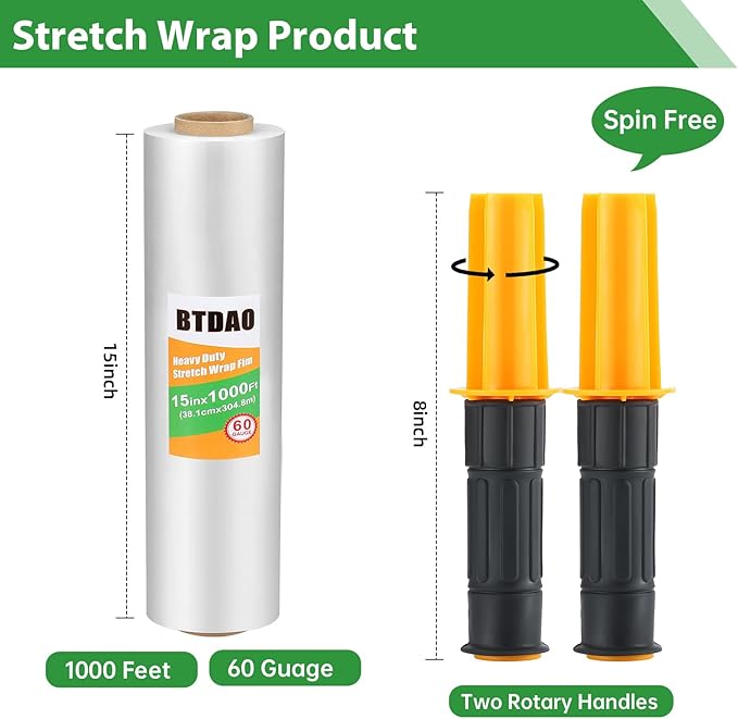 Stretch Wrap 15"x1000 Feet Stretch Film Shrink Wrap Packing Moving Suppliers for Shipping Moving Suppliers Packing Pallet Wrapping Surface Protection 60 Gauge(1 Roll)