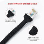 2 in 1 Heat Shrink Braided Sleeving Fabric Tubing-Ideal fit Irregular Shape Hose/Cable/Wire (1"(25mm), 22FT)