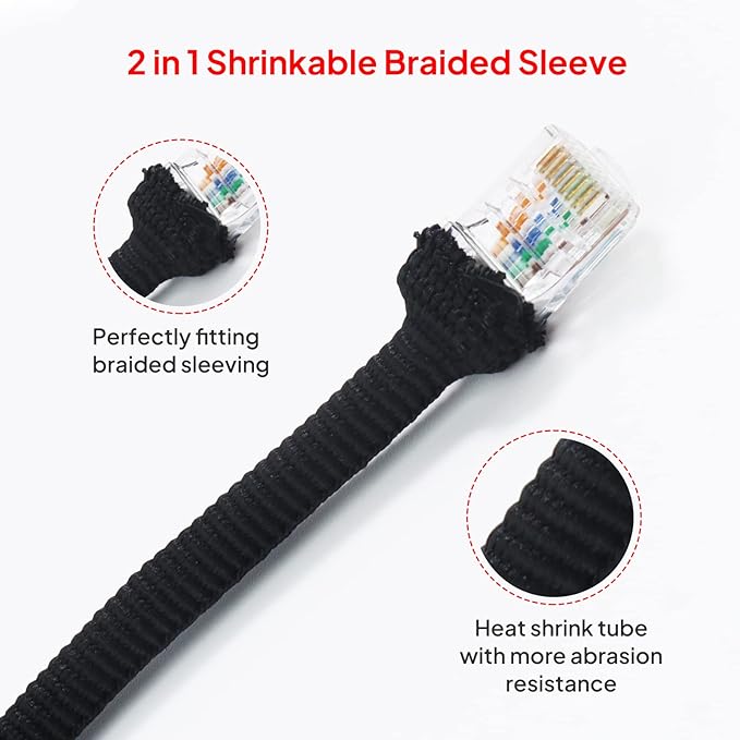 2 in 1 Heat Shrink Braided Sleeving Fabric Tubing-Ideal fit Irregular Shape Hose/Cable/Wire (3/8"(10mm), 32FT)