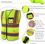 Reflective Mesh Safety Vest for Men Women with 8 Pockets and Zipper Front High Visibility Mesh Vest Hi Vis Construction Work Vest,Meets ANSI/ISEA Standards(EKH1-Yellow-L)