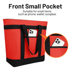 2Pk Insulated Reusable Tote Bag for Grocery Shopping for Women, Pizza/Food Delivery Bag to Keep Food Cold/Hot for Professional Catering, Cooler bags for Travel/Beach/Picnic, Red
