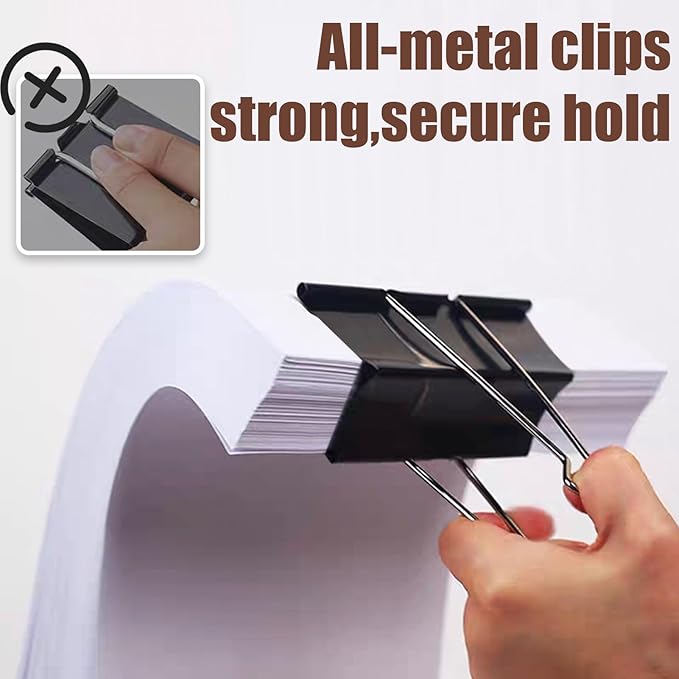 3 Inch Jumbo Binder Clips(36 Pack), Extra Large Binder Clips Heavy Duty Paper Clamps for Office and Home Supplies, Black