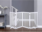 unipaws 36”H Free Standing Pet Gate for Dog Cat, Tall Wooden Dog Gates for Doorway, Stairs, Foldable Pet Fence for The House, Expandable Barrier, Indoor Use, White