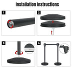 QKA Crowd Control Barriers with 16.4' Retractable Belt 2Pack Stainless Steel Stanchion Posts Queue Line Pole Stanchions, Black